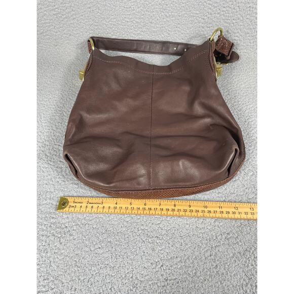 COACH F16535 PENELOPE BROWN LEATHER HOBO HANDBAG, EMBOSSED TRIM Gold Hardware - Picture 4 of 10